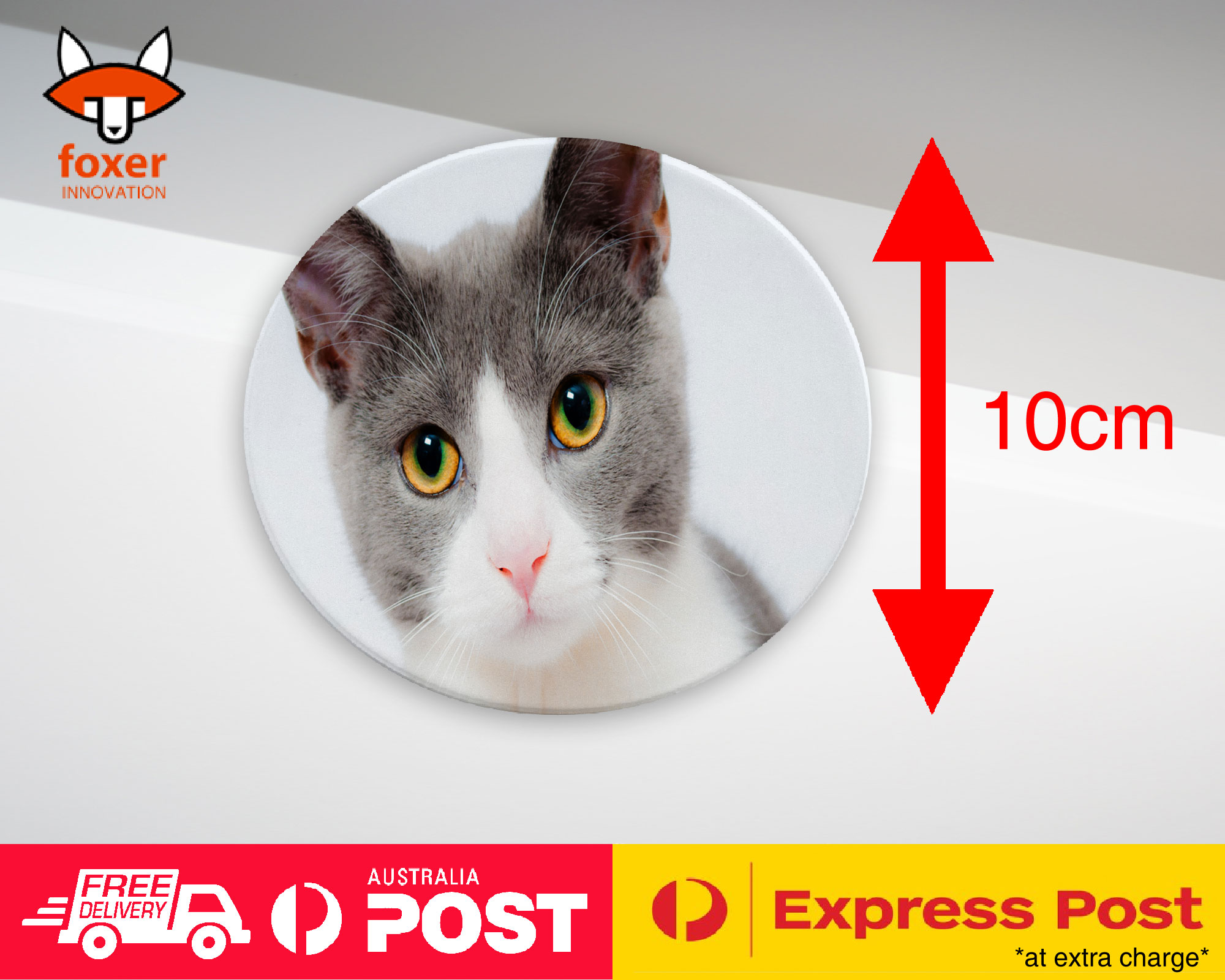 COASTER COFFEE DRINKING MAT|CUTE GREY WHITE CAT KITTEN ANIMAL