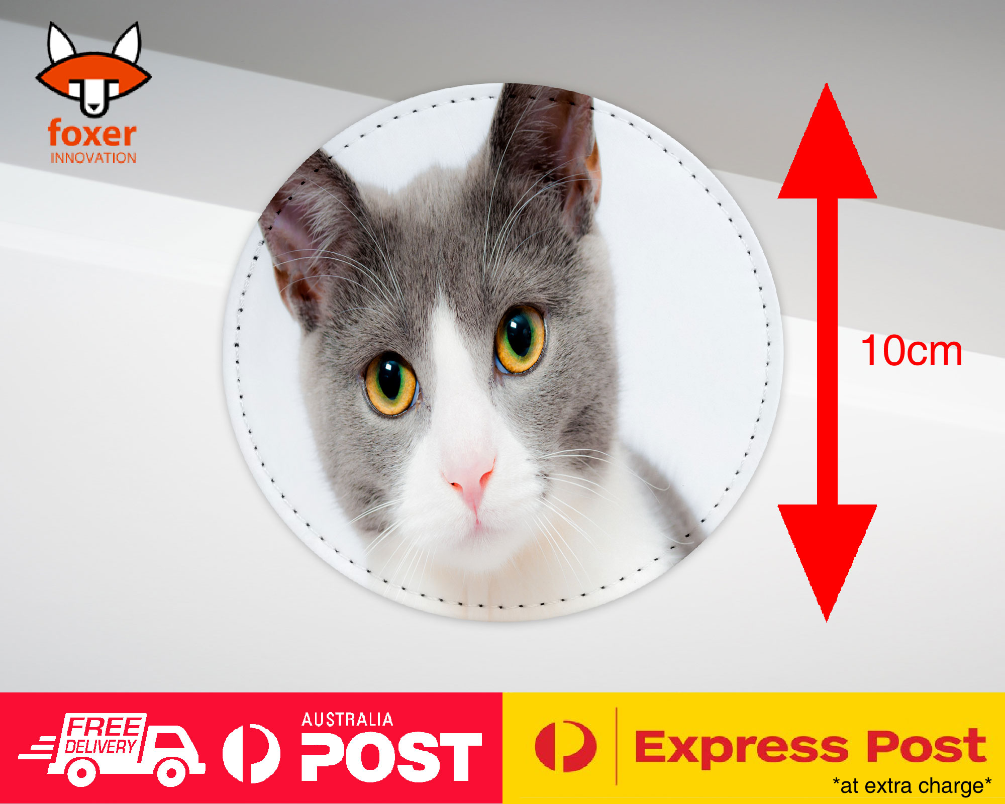 COASTER COFFEE DRINKING MAT|CUTE GREY WHITE CAT KITTEN ANIMAL