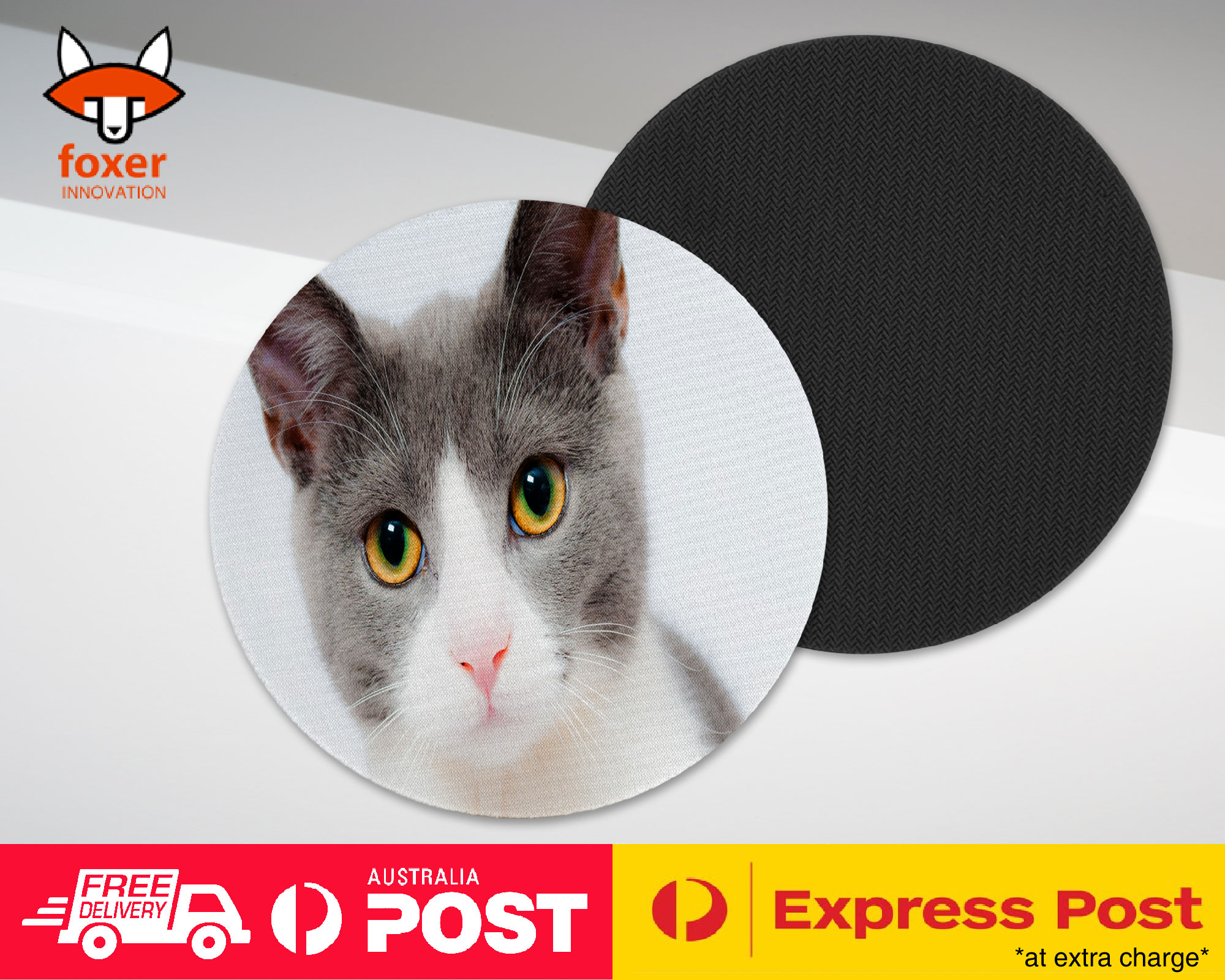 COASTER COFFEE DRINKING MAT|CUTE GREY WHITE CAT KITTEN ANIMAL