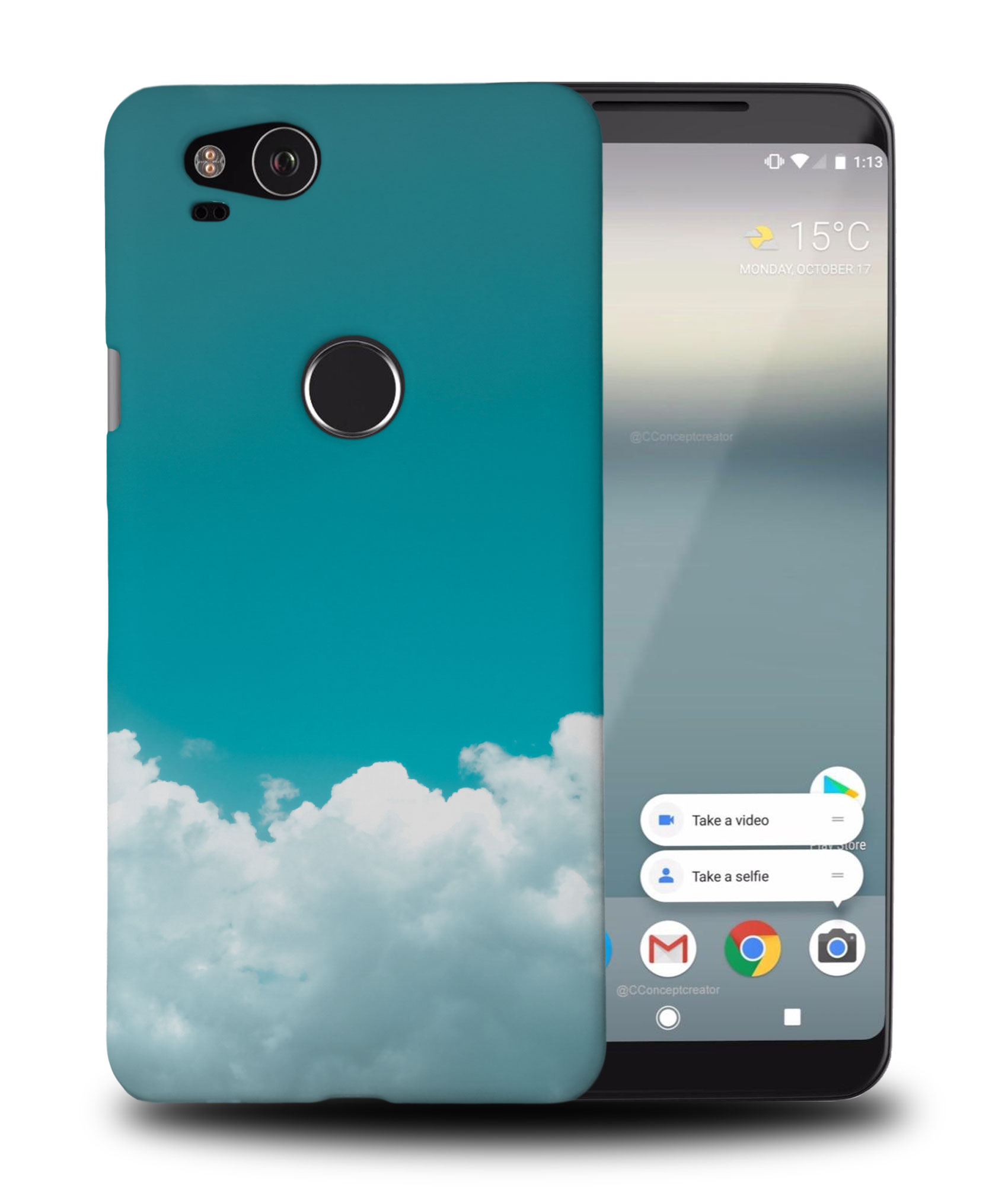 CASE COVER FOR GOOGLE PIXEL|AQUA CLOUDY SKIES - 第 9/11 張圖片