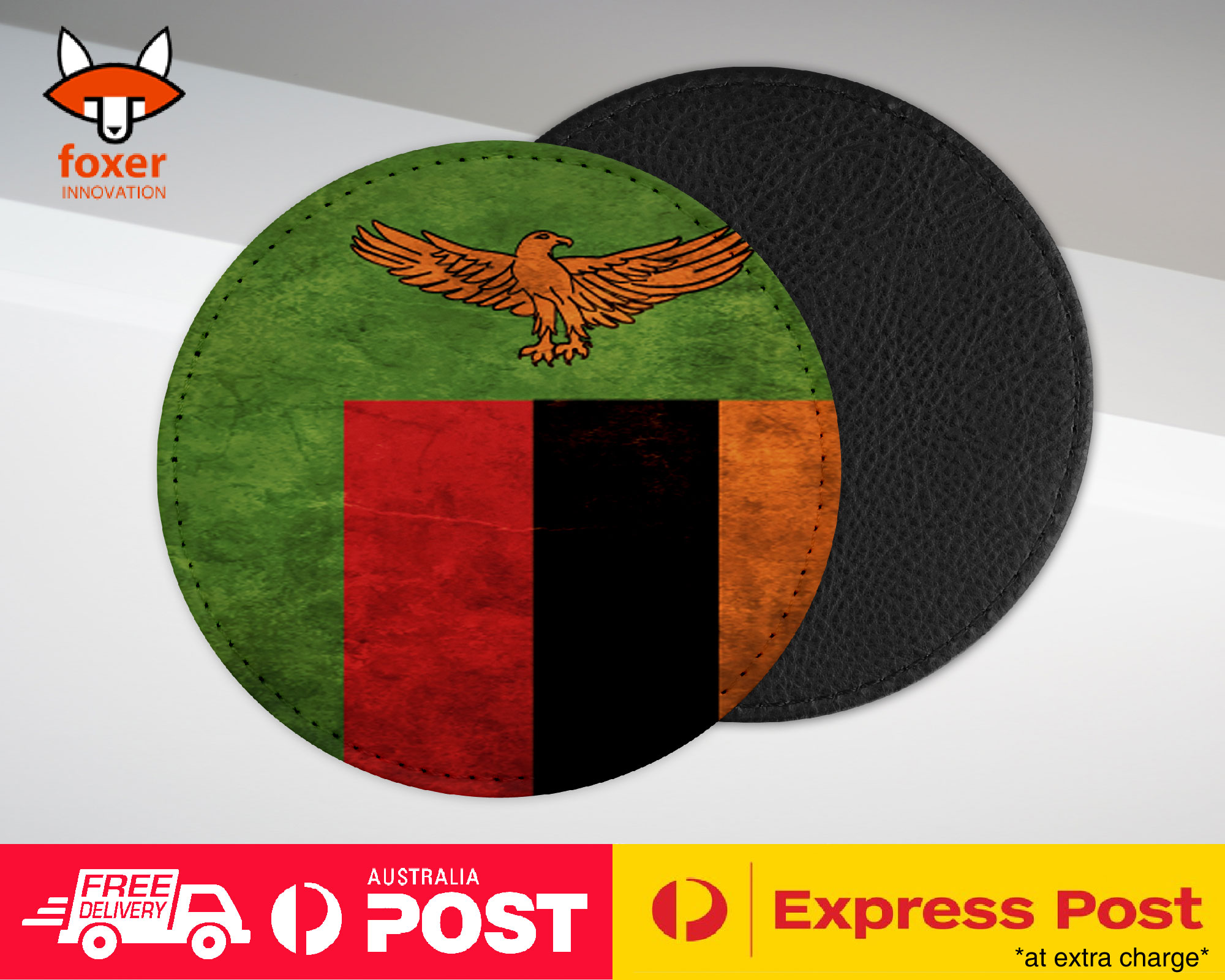 COASTER COFFEE DRINKING MAT|ZAMBIA COUNTRY FLAG 166