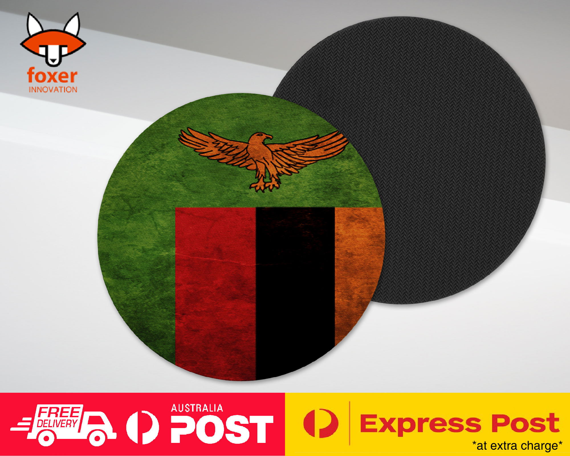 COASTER COFFEE DRINKING MAT|ZAMBIA COUNTRY FLAG 166