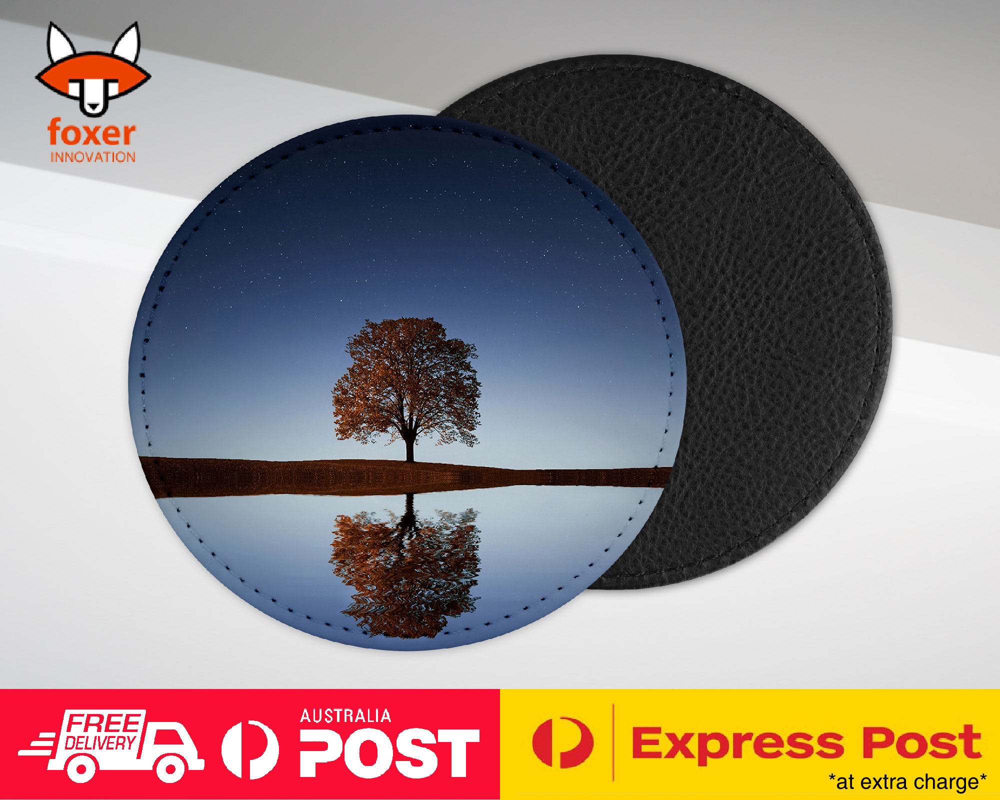 COASTER COFFEE DRINKING MAT|LONELY AUTUMN TREE BY THE LAKE