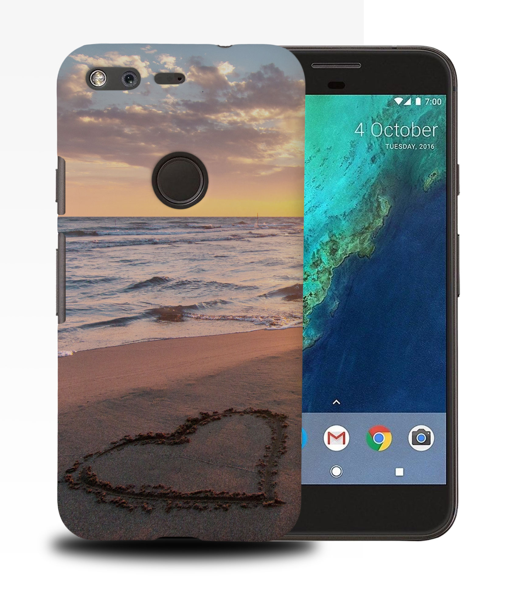 CASE COVER FOR GOOGLE PIXEL|LOVE HEART BEACH SAND BY SEA #1 - Picture 11 of 11