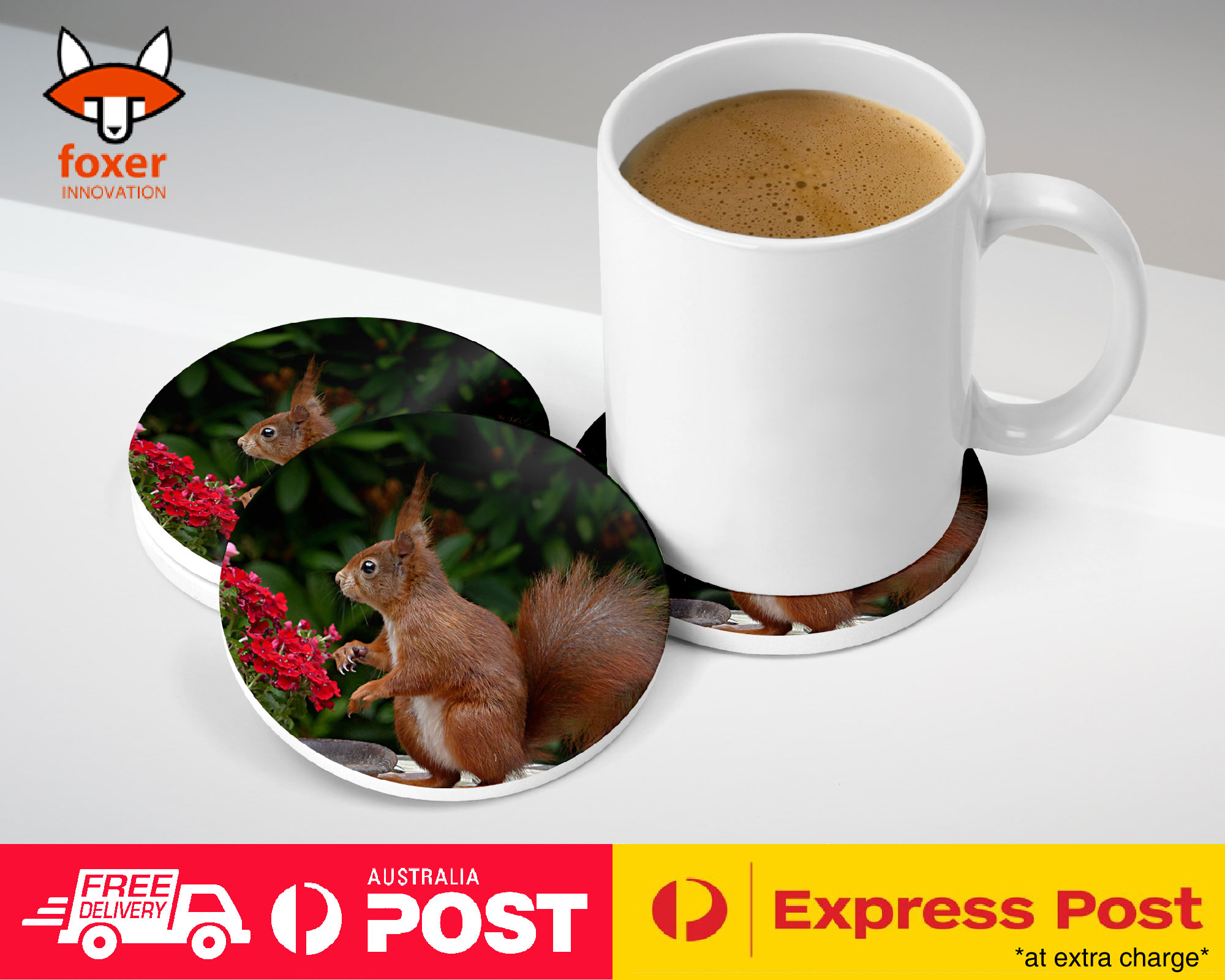 COASTER COFFEE DRINKING MAT|CUTE ADORABLE SQUIRREL RODENT