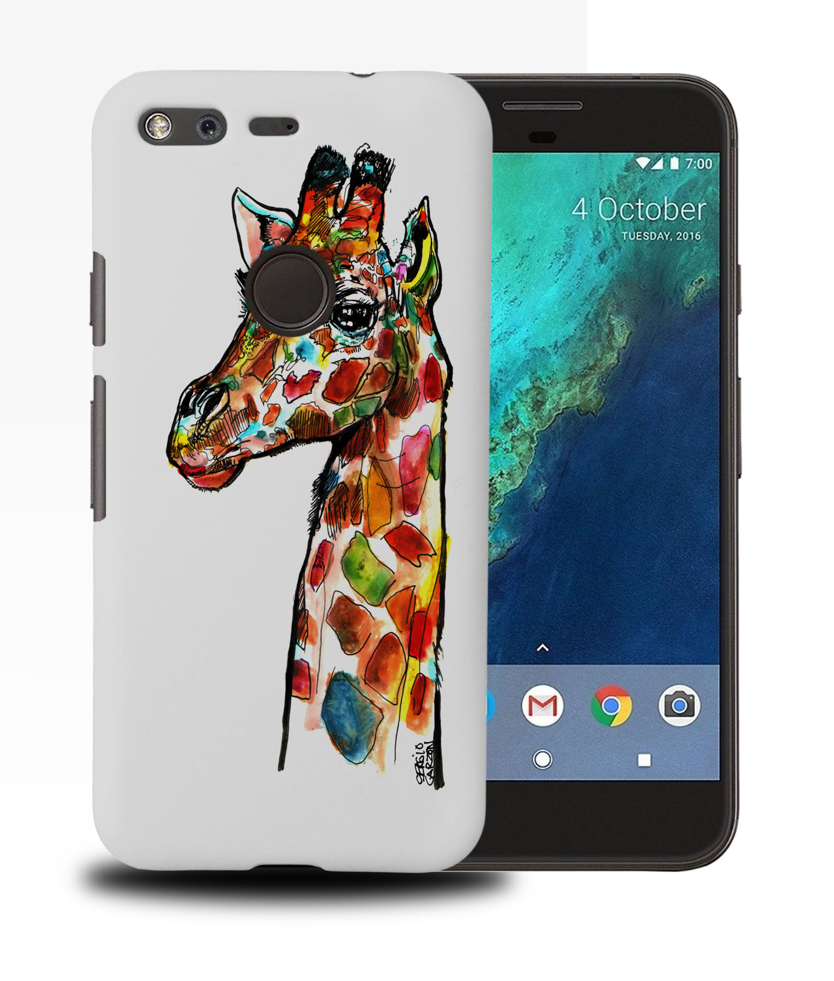CASE COVER FOR GOOGLE PIXEL|RAINBOW GIRAFFE SKETCH - 第 11/11 張圖片
