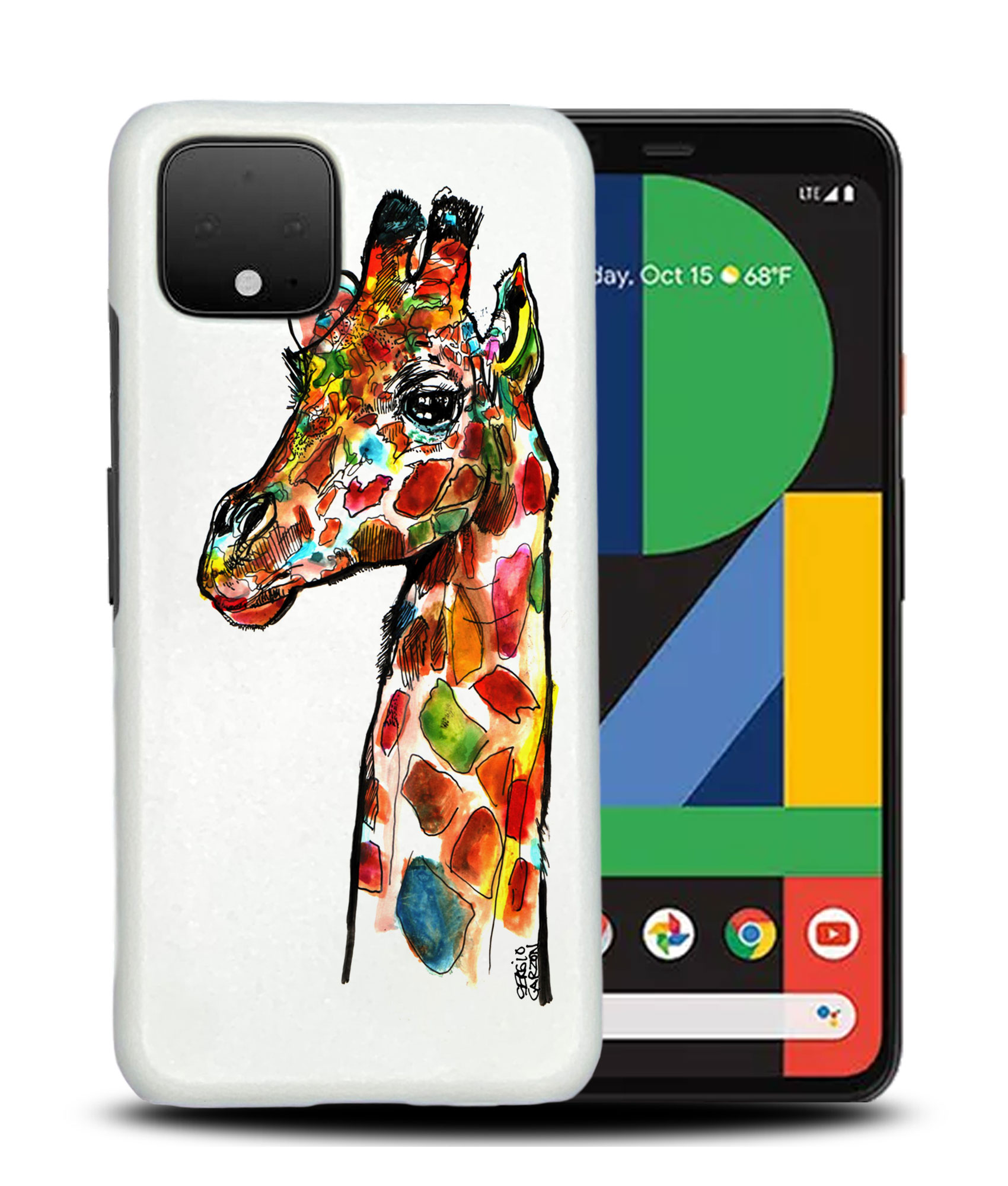 CASE COVER FOR GOOGLE PIXEL|RAINBOW GIRAFFE SKETCH - 第 5/11 張圖片