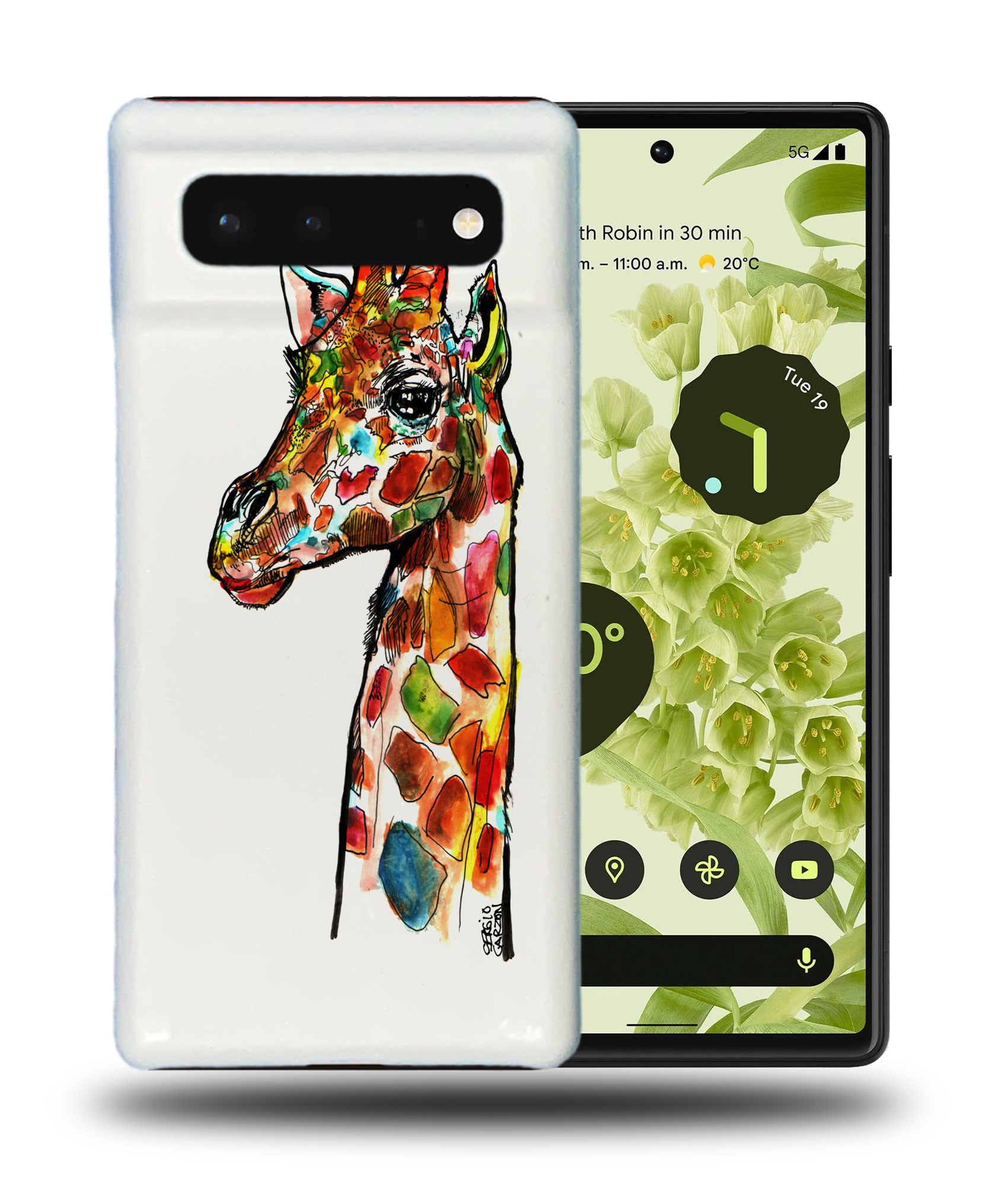CASE COVER FOR GOOGLE PIXEL|RAINBOW GIRAFFE SKETCH - 第 3/11 張圖片