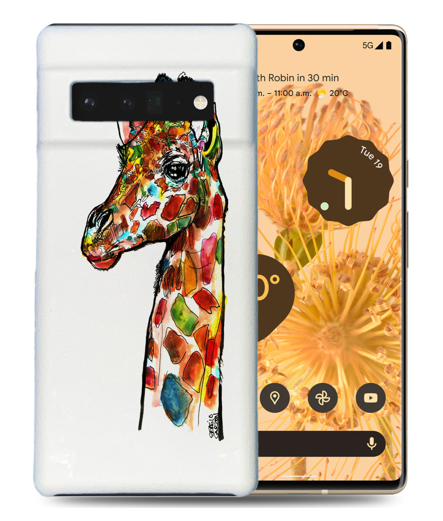 CASE COVER FOR GOOGLE PIXEL|RAINBOW GIRAFFE SKETCH - 第 2/11 張圖片