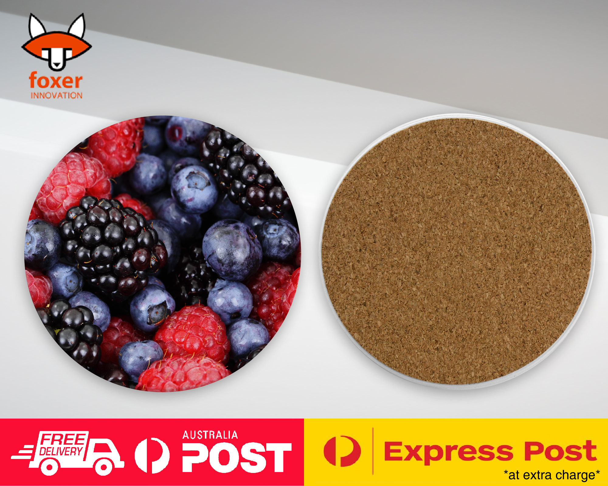 COASTER COFFEE DRINKING MAT|RASPBERRY BLACKBERRYBLUEBERRY