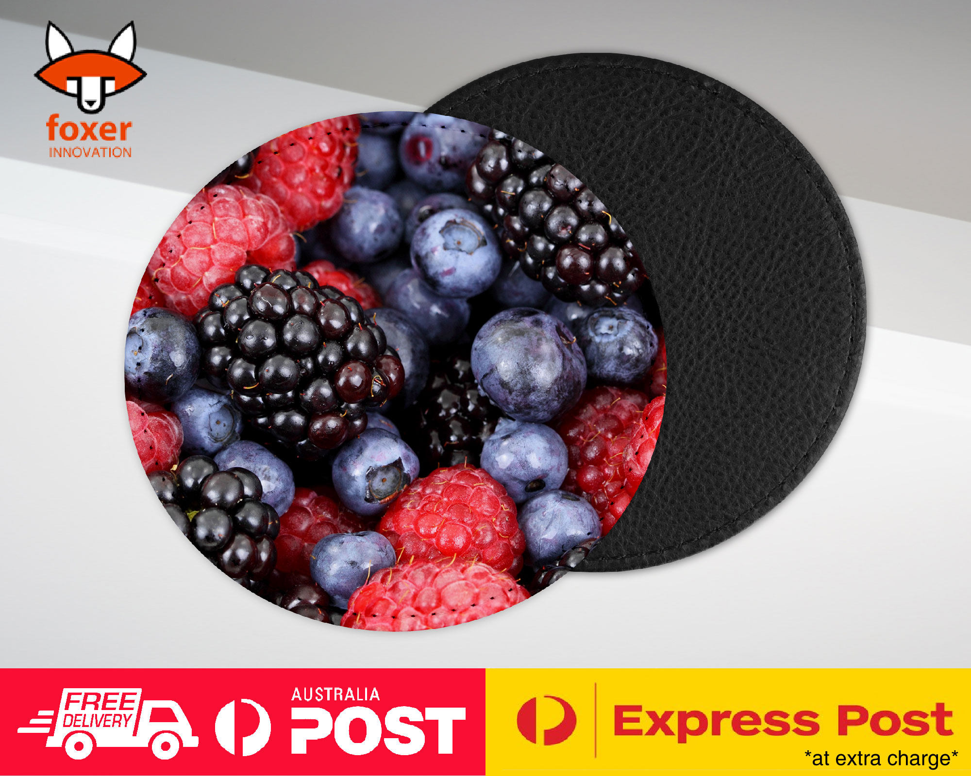 COASTER COFFEE DRINKING MAT|RASPBERRY BLACKBERRYBLUEBERRY