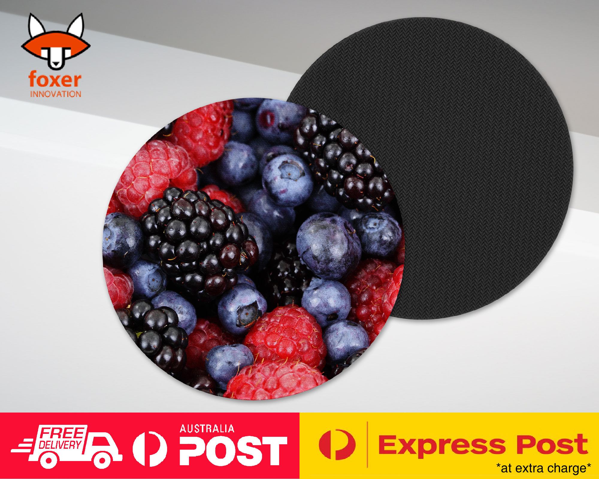 COASTER COFFEE DRINKING MAT|RASPBERRY BLACKBERRYBLUEBERRY