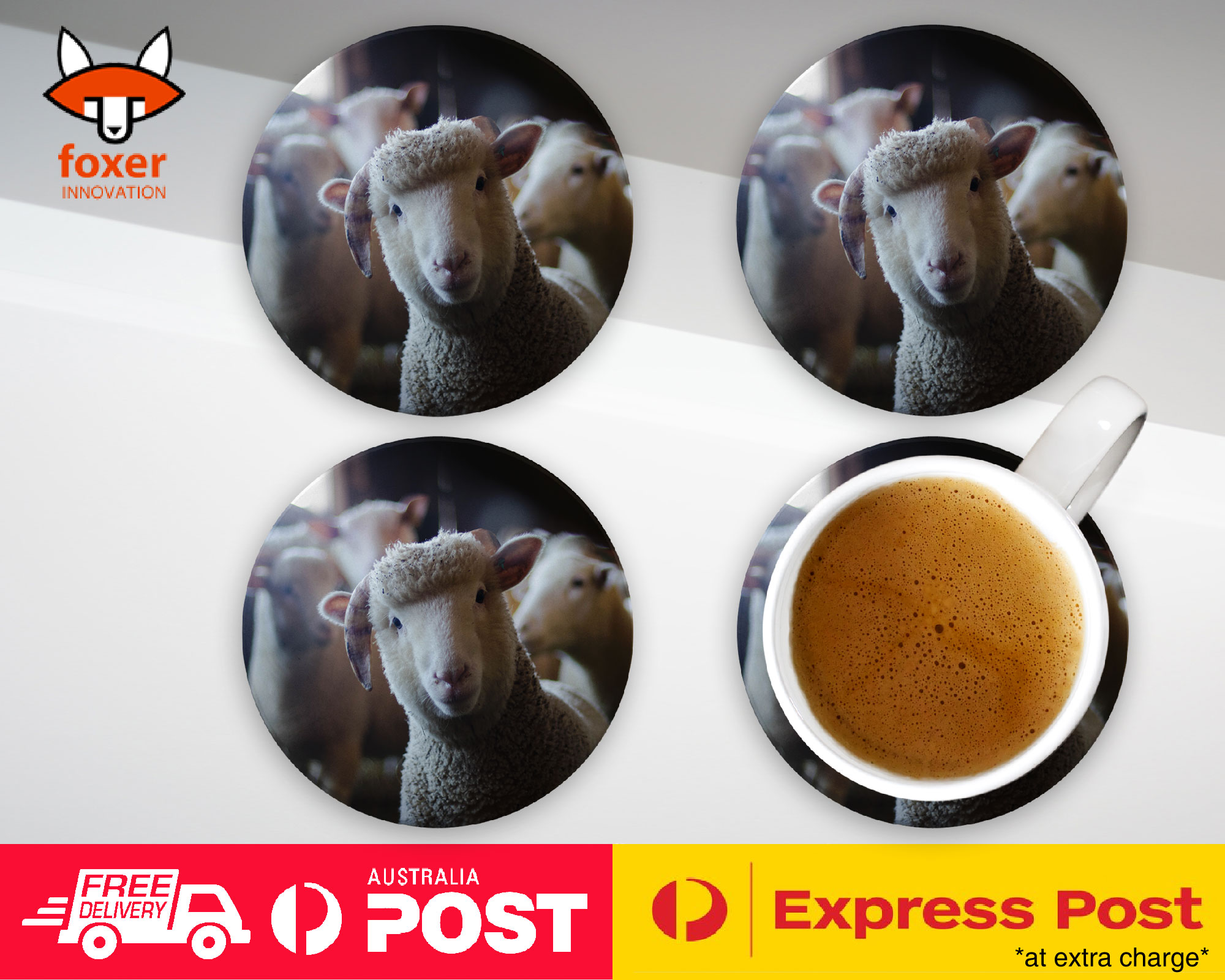 COASTER COFFEE DRINKING MAT|CUTE ADORABLE FARM LAMB SHEEP