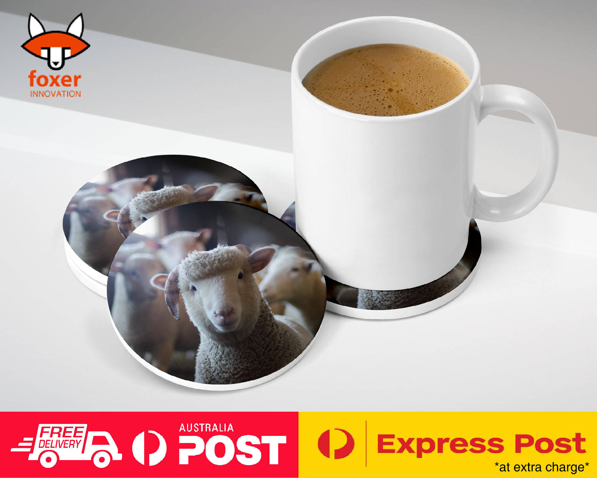COASTER COFFEE DRINKING MAT|CUTE ADORABLE FARM LAMB SHEEP
