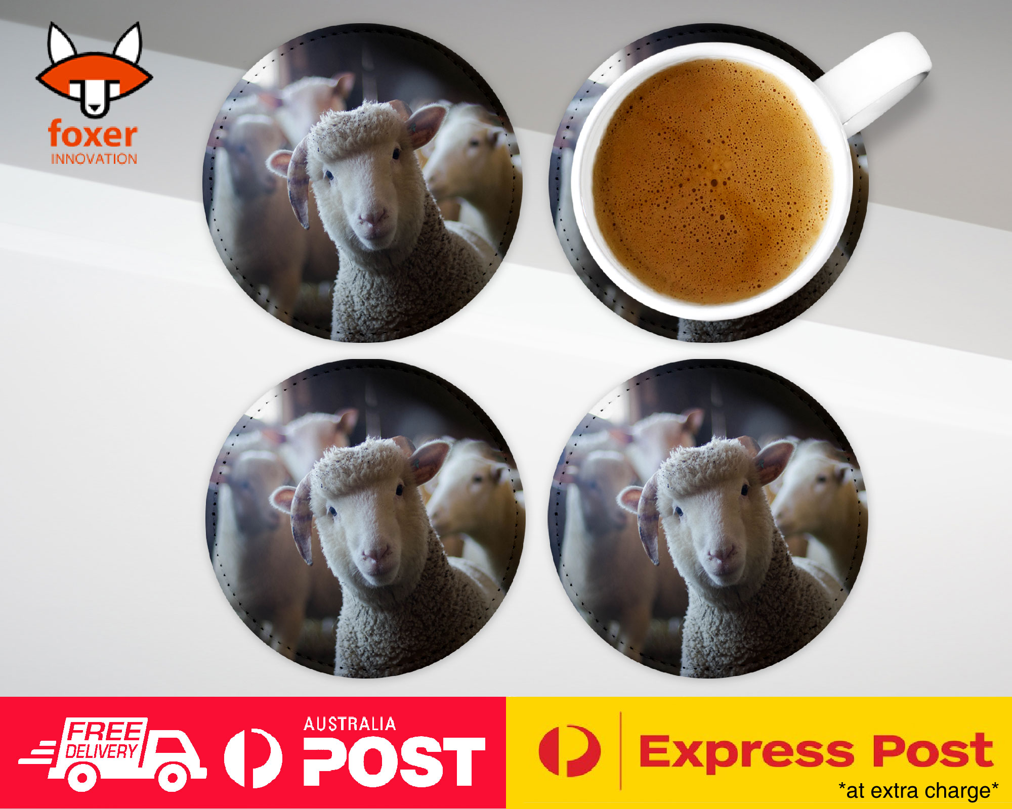 COASTER COFFEE DRINKING MAT|CUTE ADORABLE FARM LAMB SHEEP