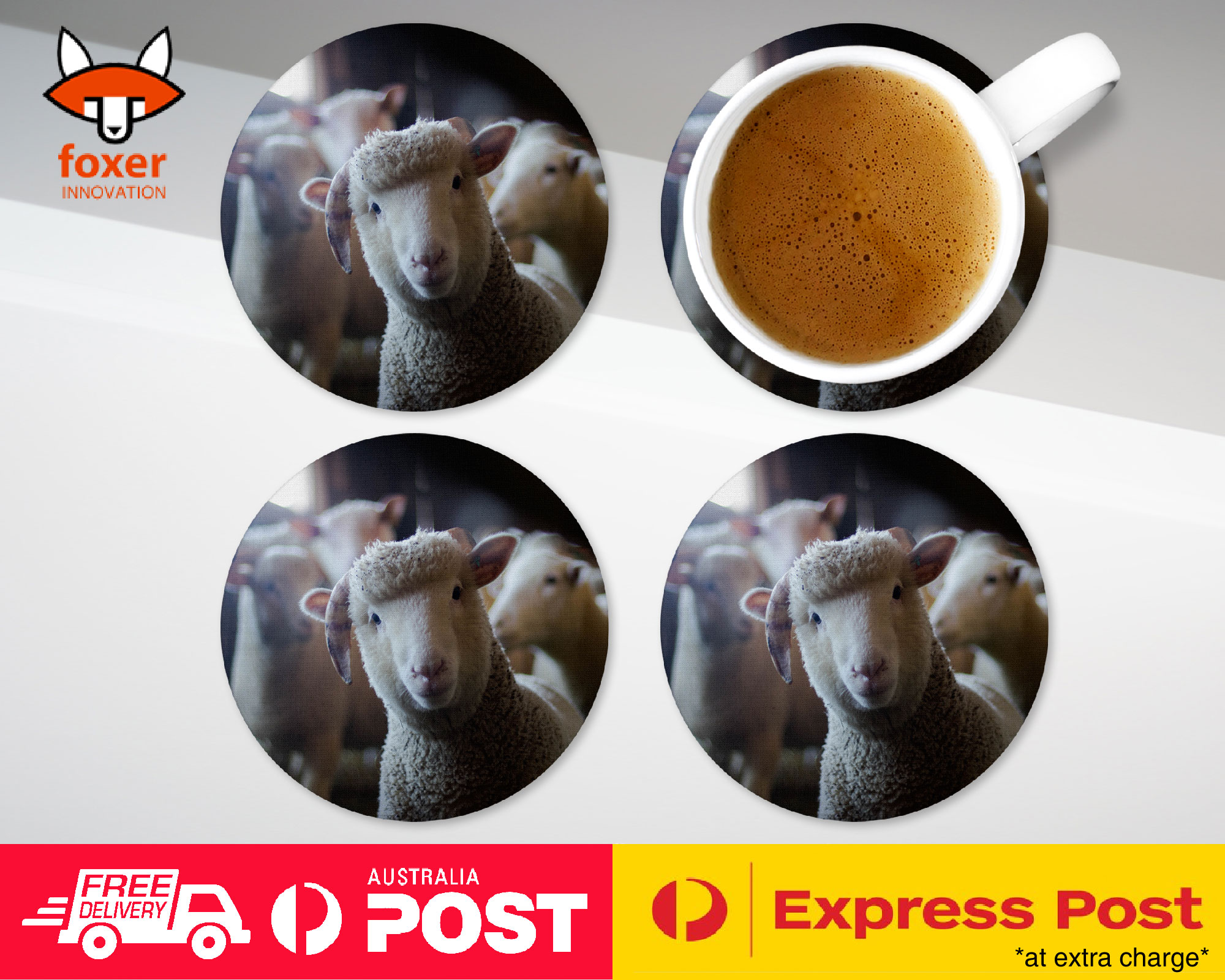 COASTER COFFEE DRINKING MAT|CUTE ADORABLE FARM LAMB SHEEP