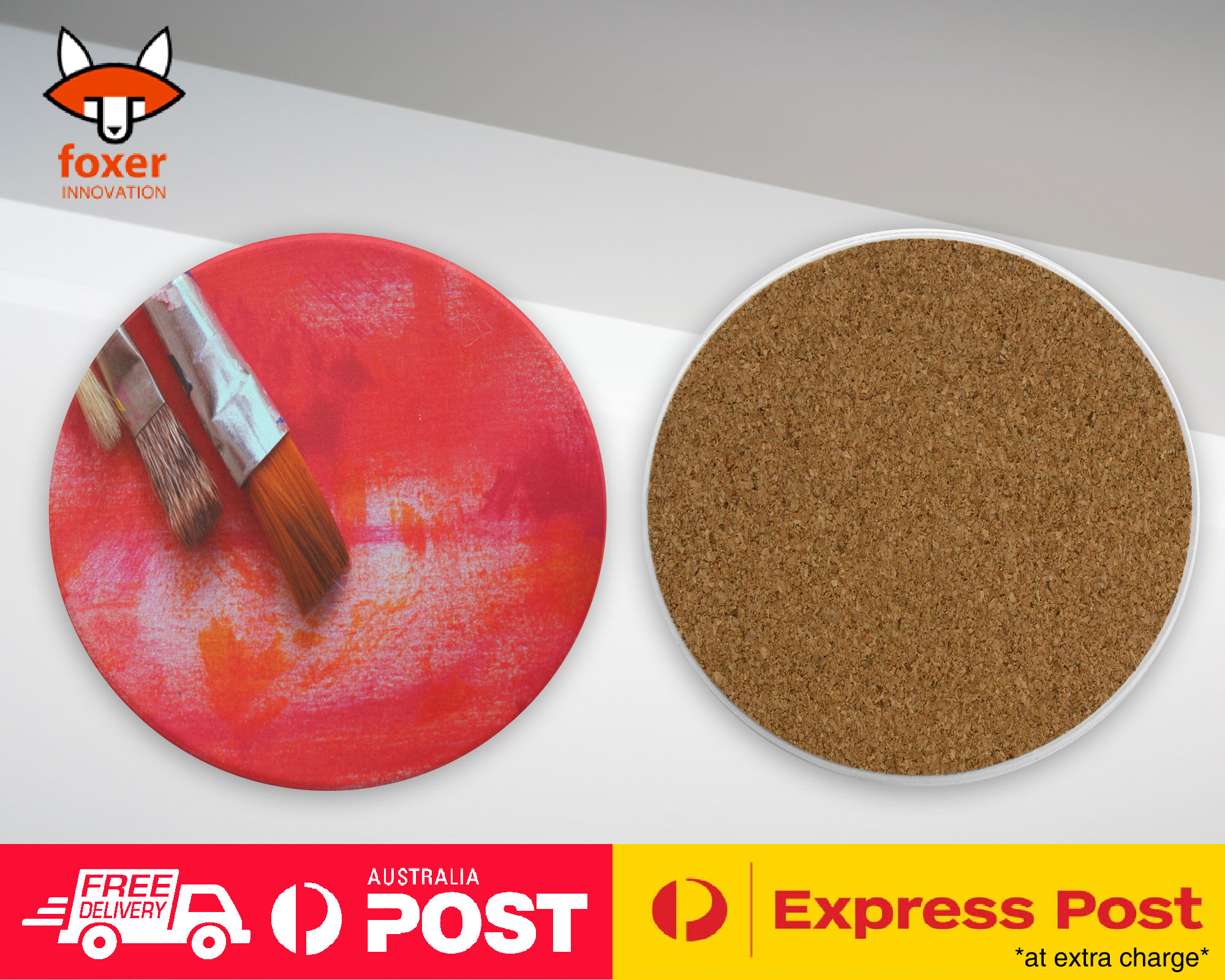 COASTER COFFEE DRINKING MAT|THREE PAINT BRUSH ART