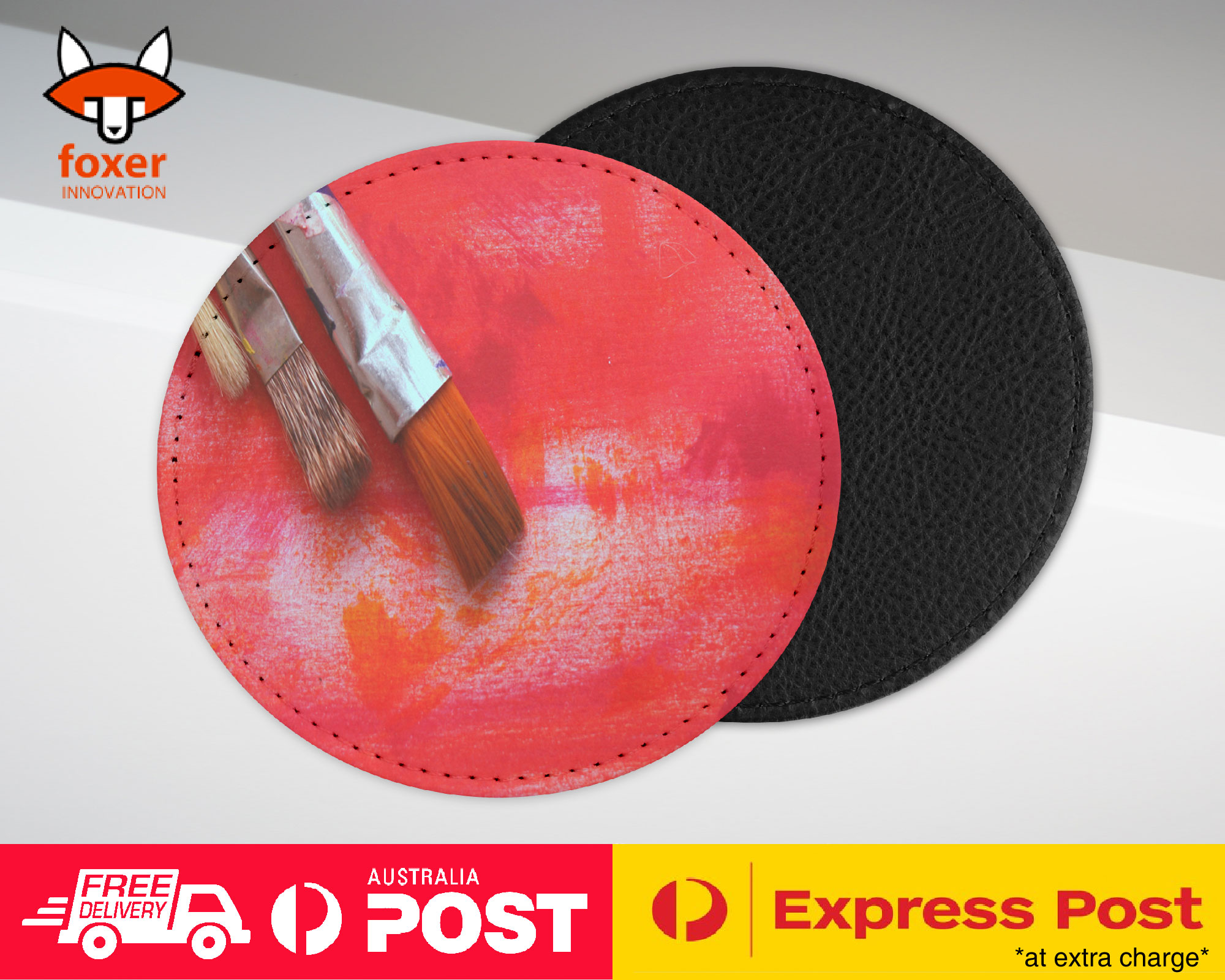 COASTER COFFEE DRINKING MAT|THREE PAINT BRUSH ART