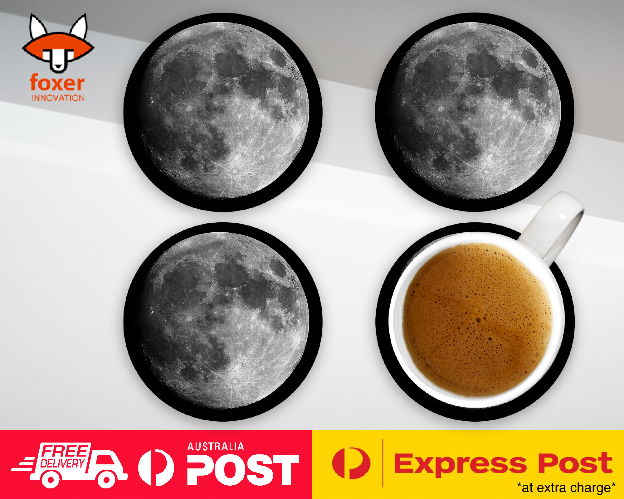 COASTER COFFEE DRINKING MAT|FULL MOON SATELITE