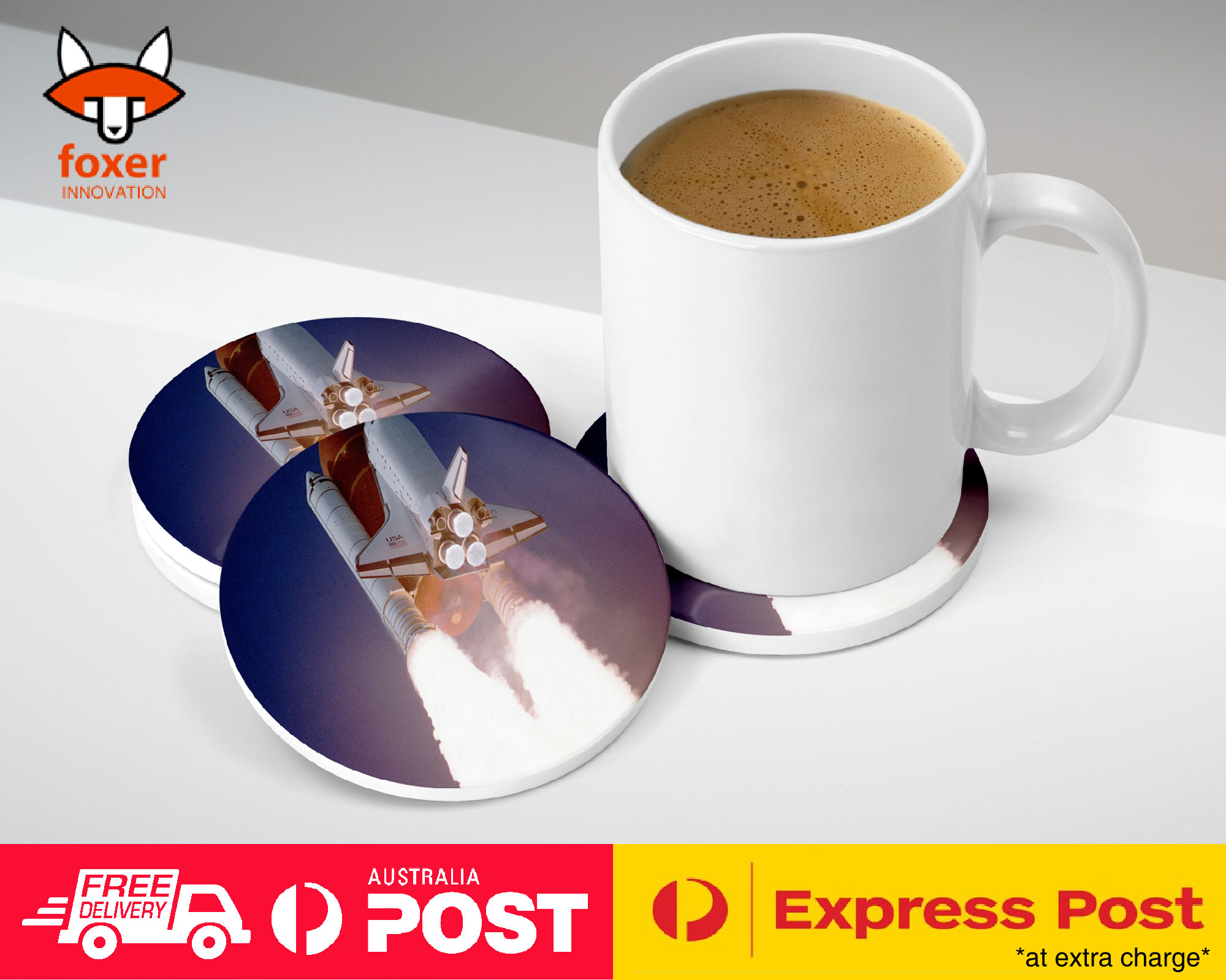COASTER COFFEE DRINKING MAT|SPACE ROCKET LAUNCH