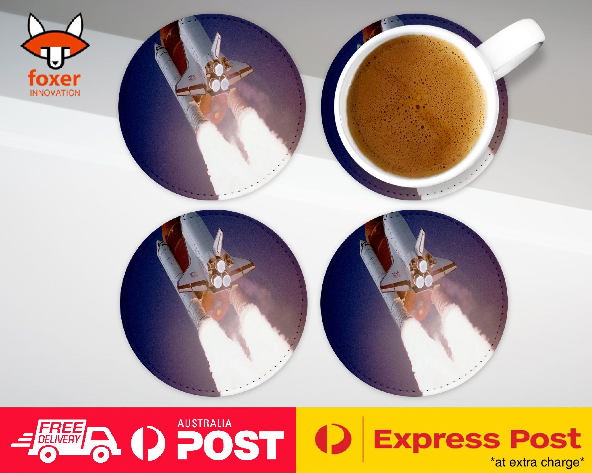 COASTER COFFEE DRINKING MAT|SPACE ROCKET LAUNCH