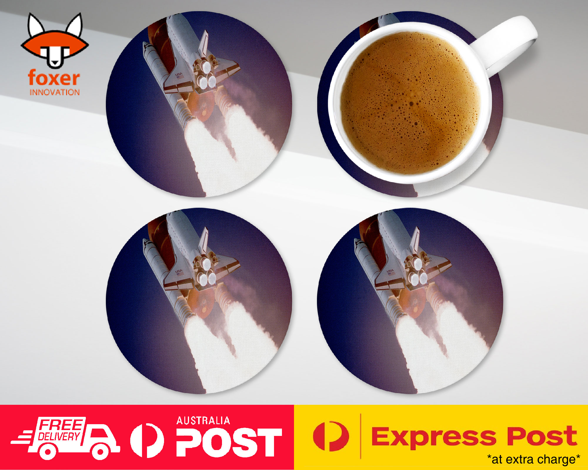 COASTER COFFEE DRINKING MAT|SPACE ROCKET LAUNCH