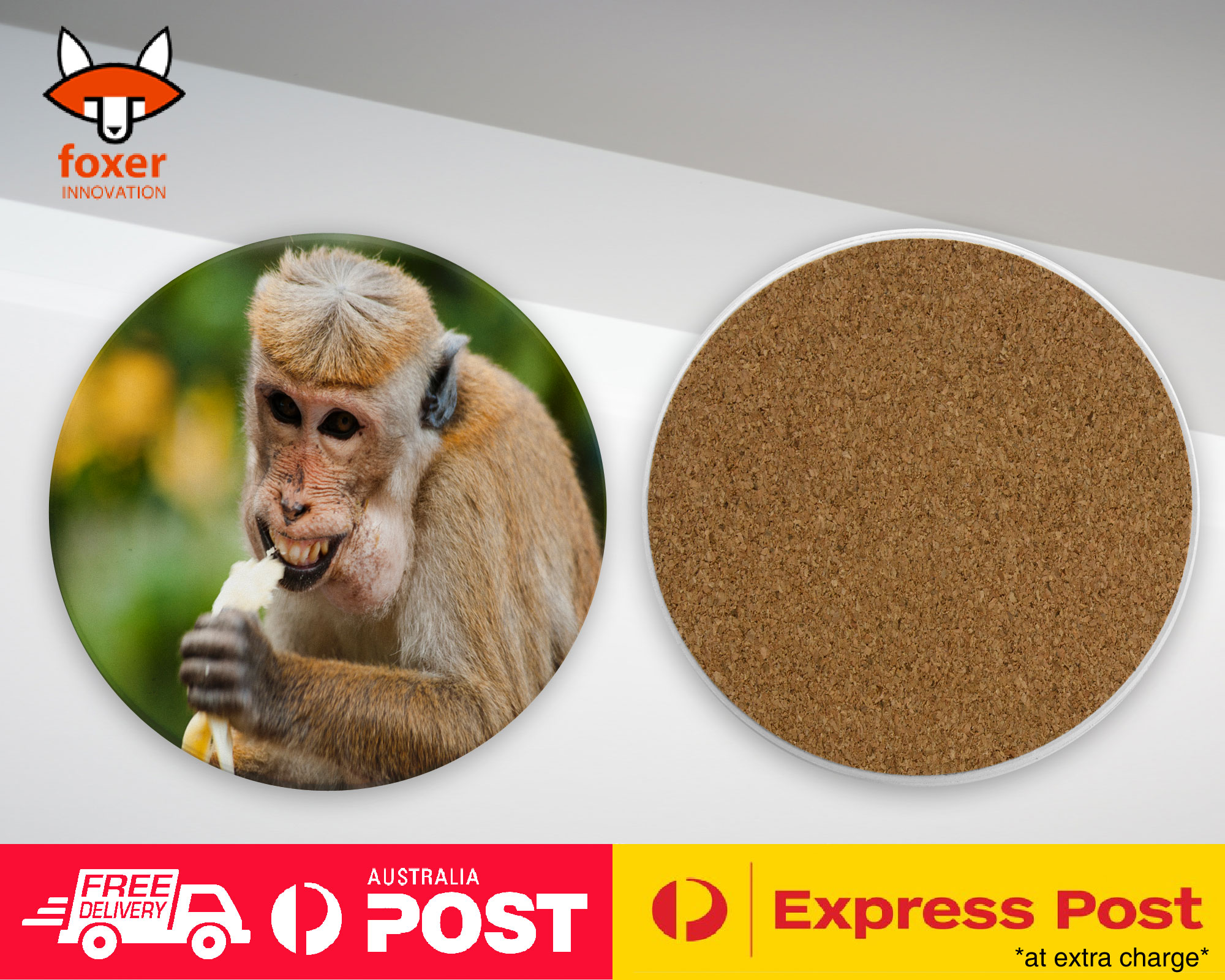 COASTER COFFEE DRINKING MAT|CUTE FUNNY MONKEY EATING BANANA