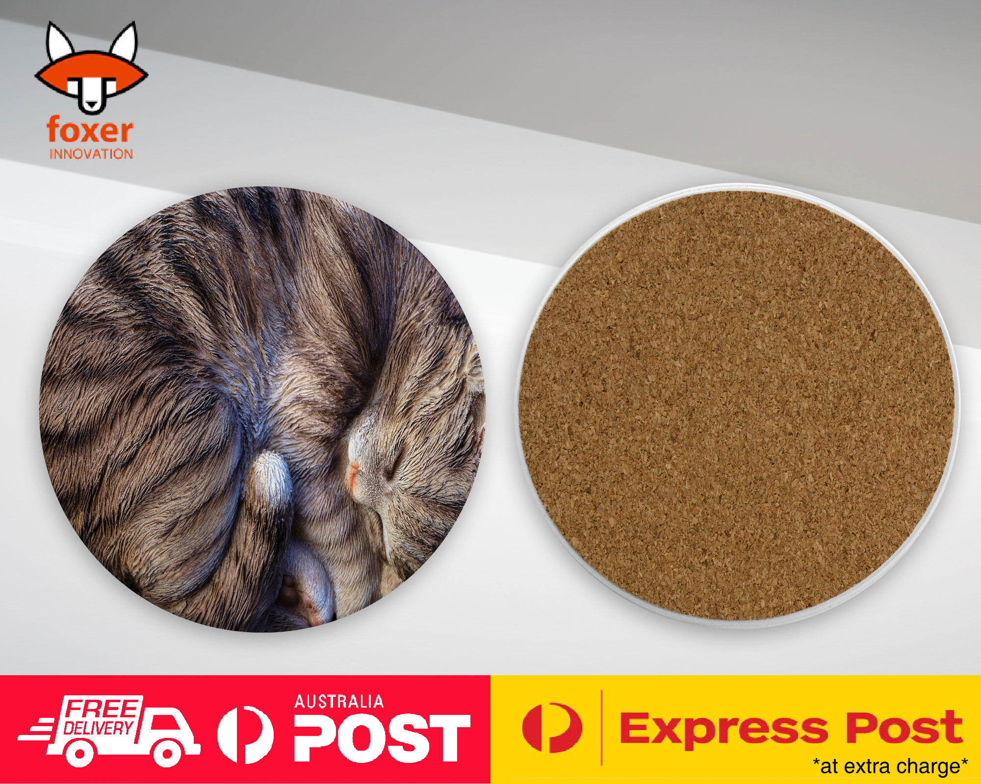COASTER COFFEE DRINKING MAT|CUTE FAKE CAT KITTEN SLEEPING