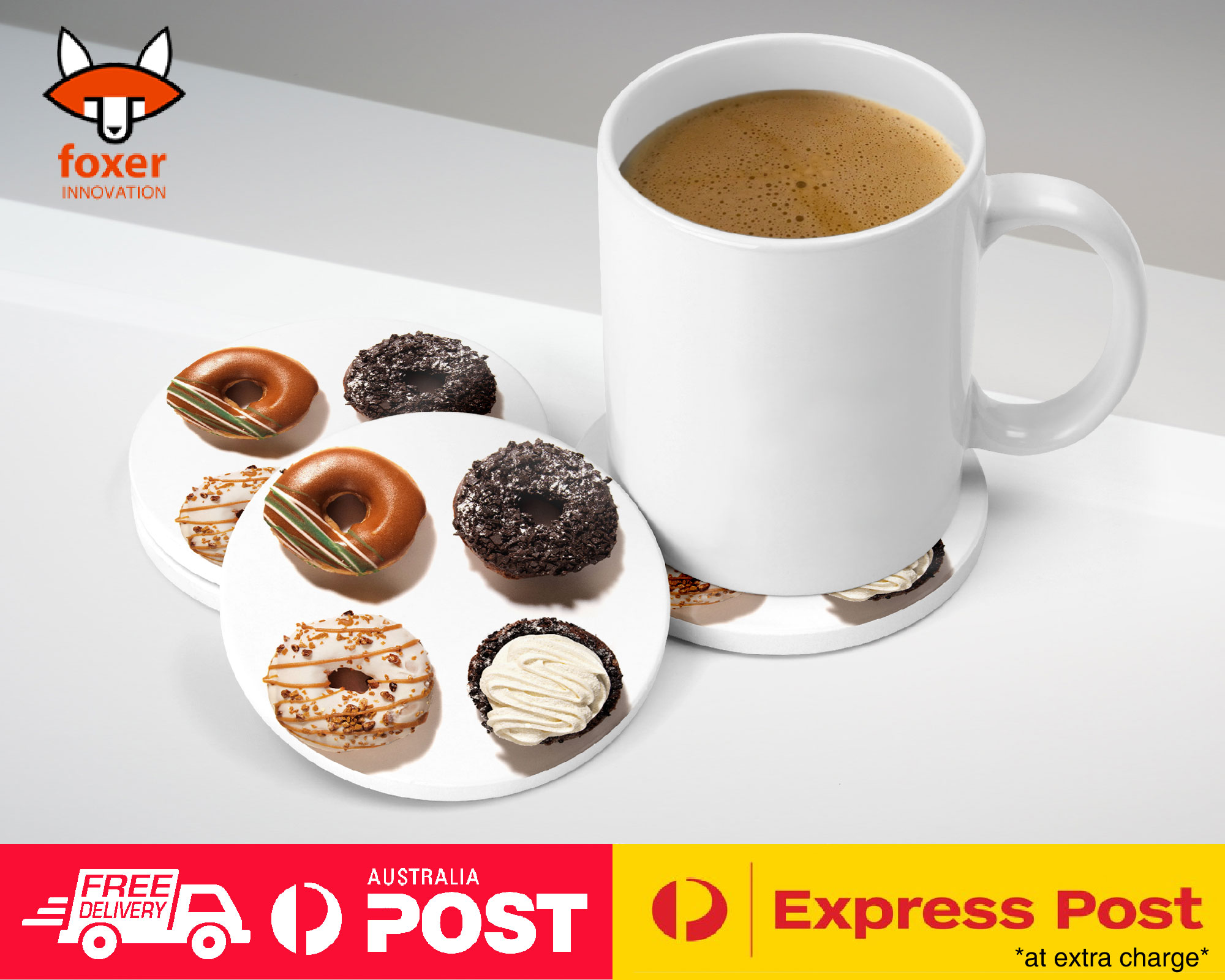 COASTER COFFEE DRINKING MAT|YUMMY DELICIOUS GLAZED DONUTS