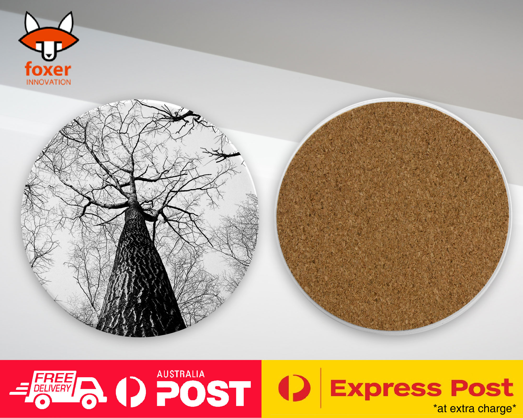 COASTER COFFEE DRINKING MAT|SAD DEAD TREE GREYSCALE