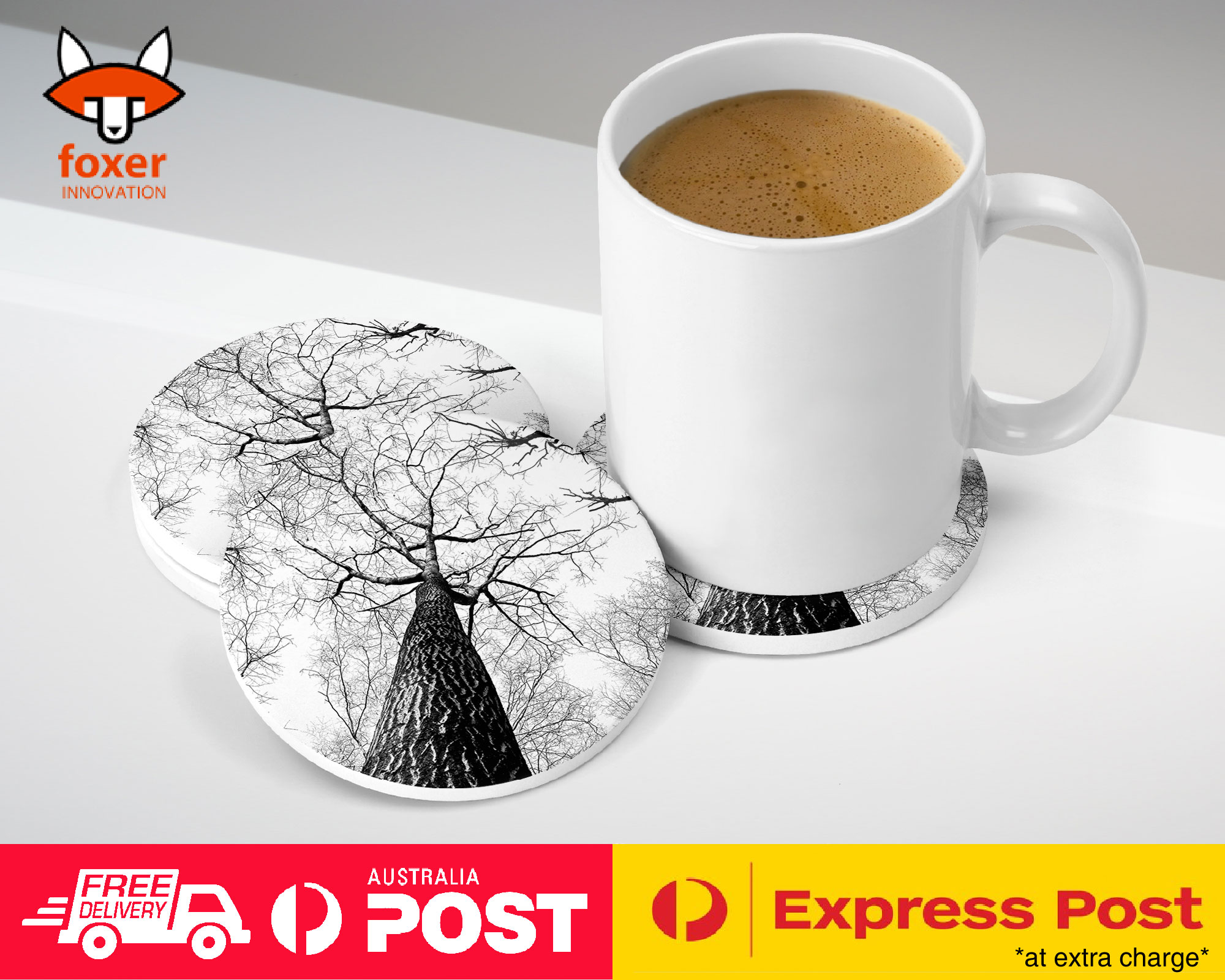 COASTER COFFEE DRINKING MAT|SAD DEAD TREE GREYSCALE