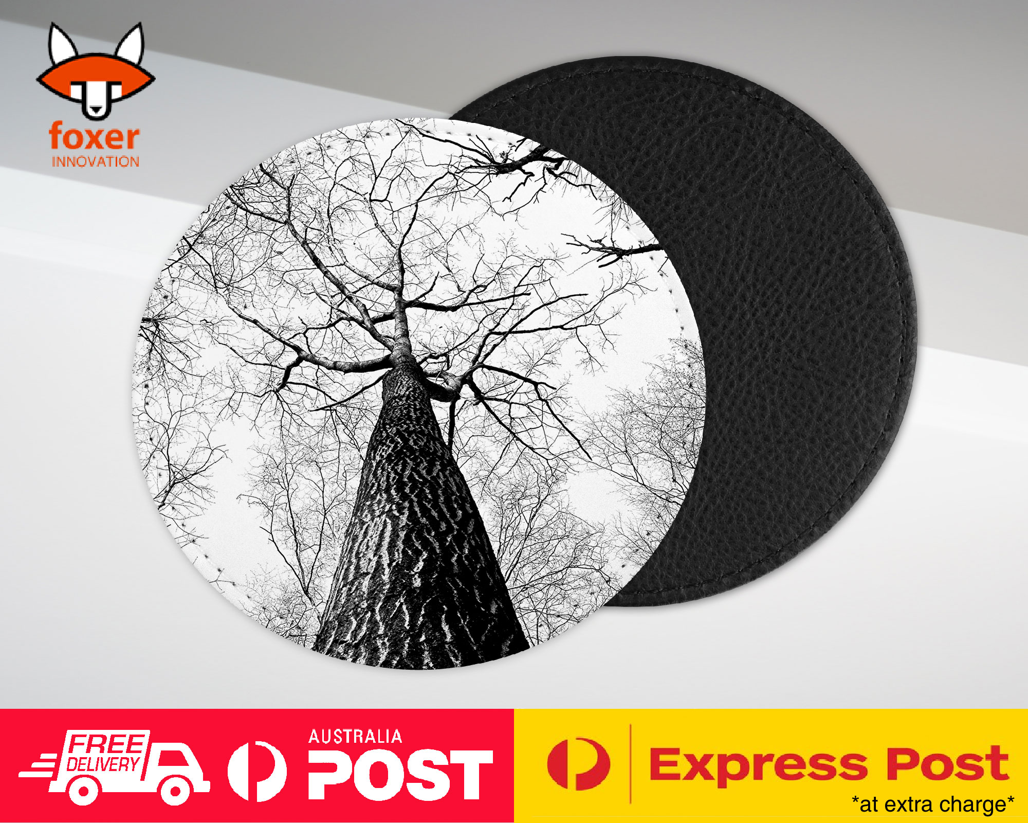 COASTER COFFEE DRINKING MAT|SAD DEAD TREE GREYSCALE