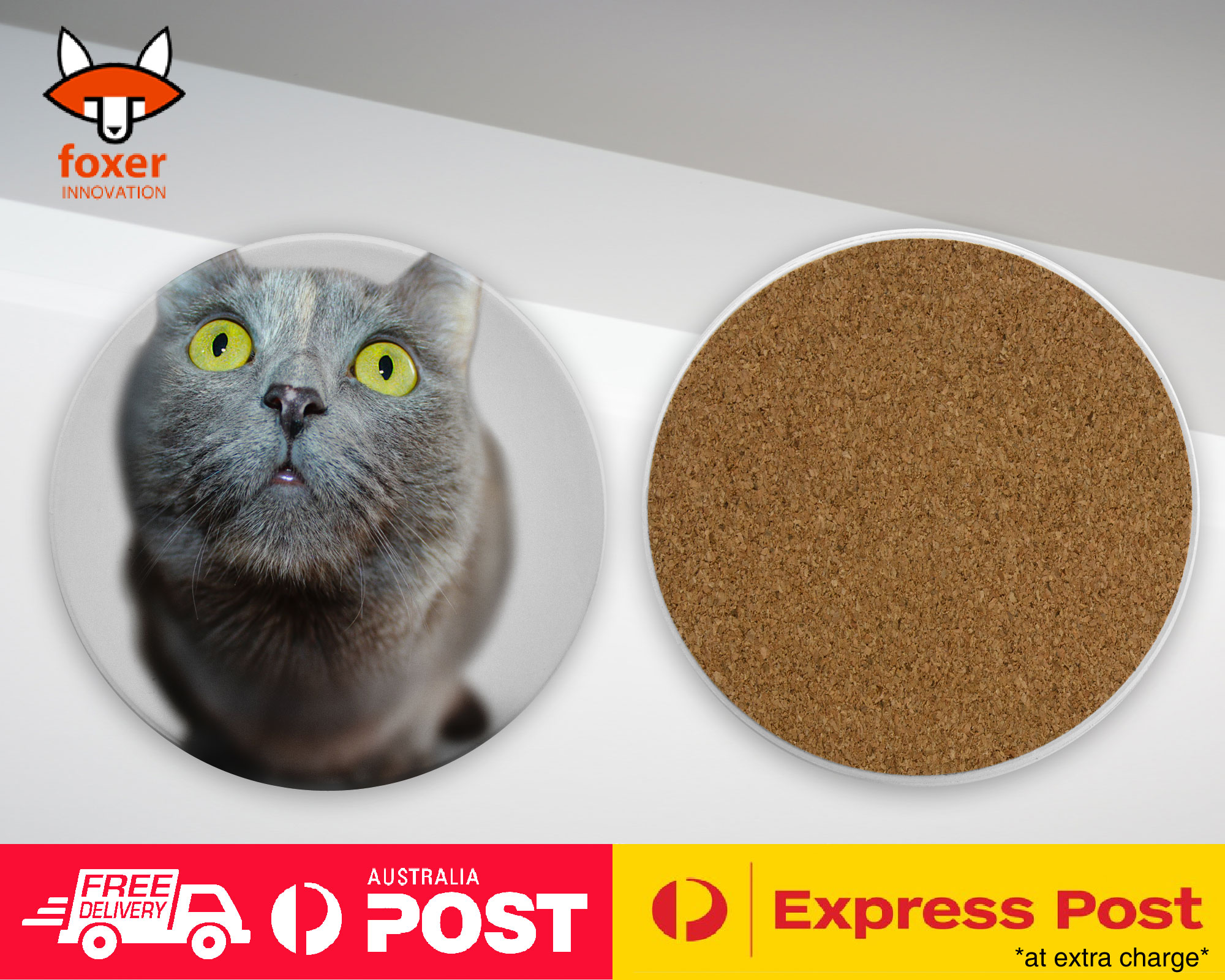 COASTER COFFEE DRINKING MAT|CUTE ADORABLE GREY CAT KITTEN