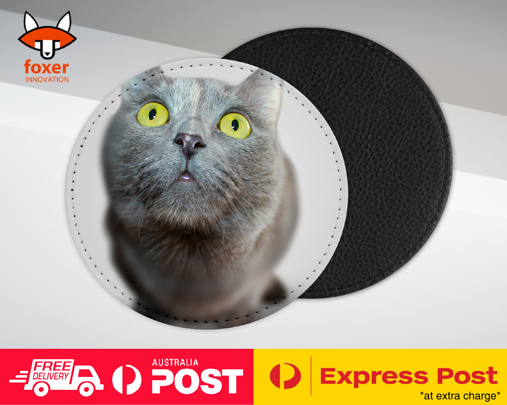 COASTER COFFEE DRINKING MAT|CUTE ADORABLE GREY CAT KITTEN