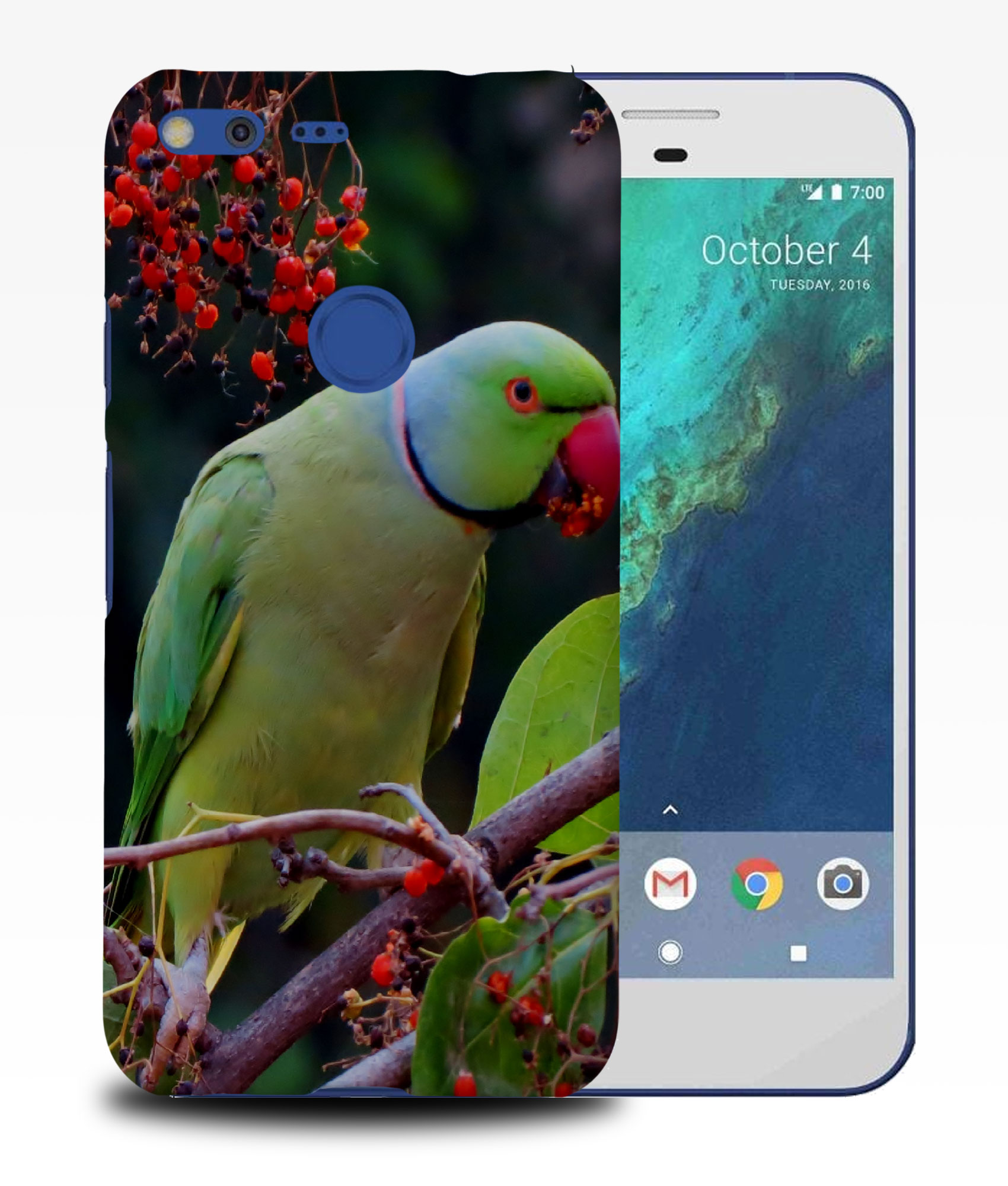 CASE COVER FOR GOOGLE PIXEL|CUTE GREEN PARROT BIRD - Picture 10 of 11