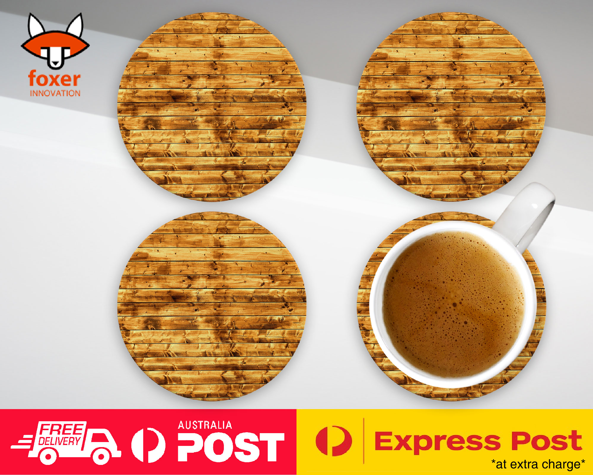 COASTER COFFEE DRINKING MAT|WOOD(NOT REAL WOOD JUST IMAGE)#16