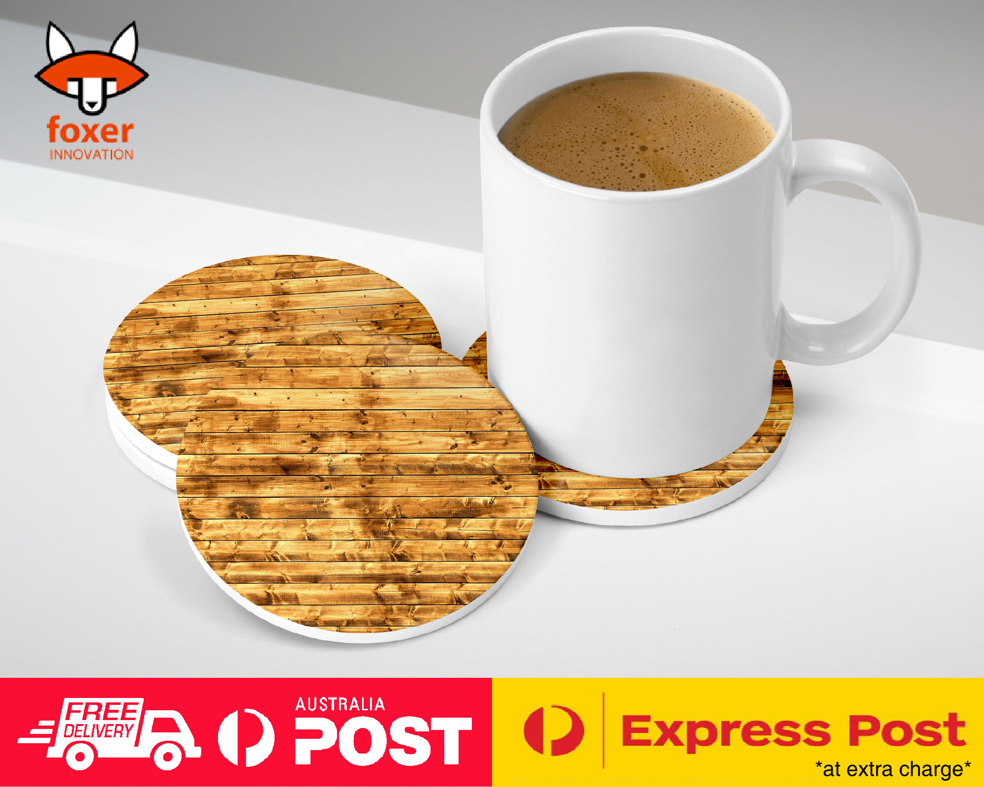 COASTER COFFEE DRINKING MAT|WOOD(NOT REAL WOOD JUST IMAGE)#16