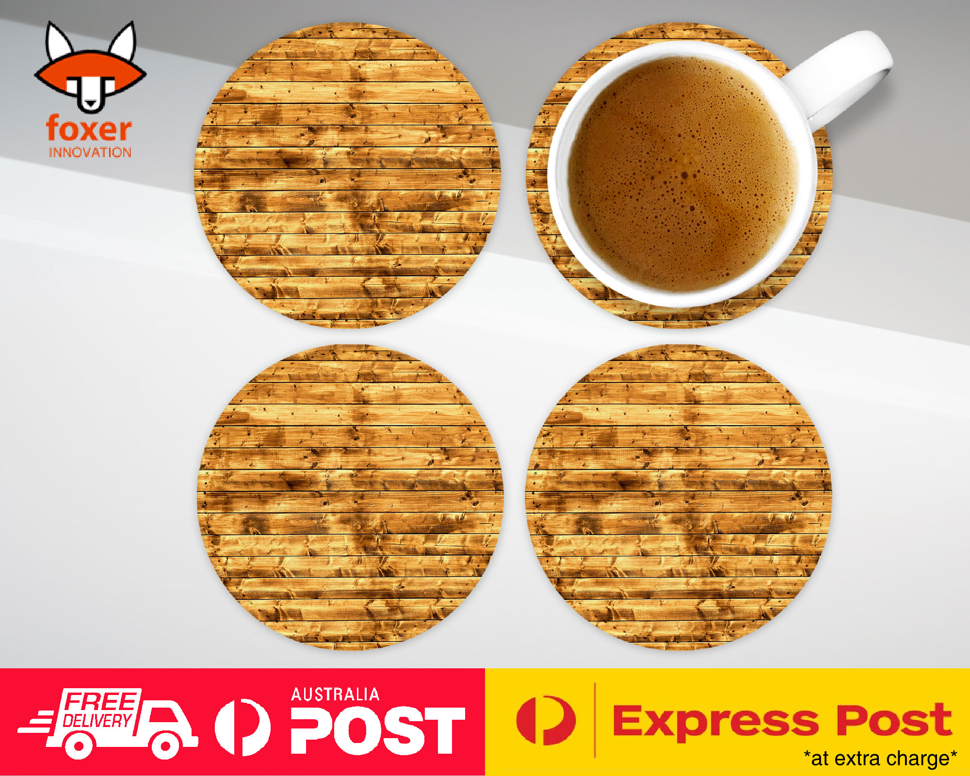 COASTER COFFEE DRINKING MAT|WOOD(NOT REAL WOOD JUST IMAGE)#16