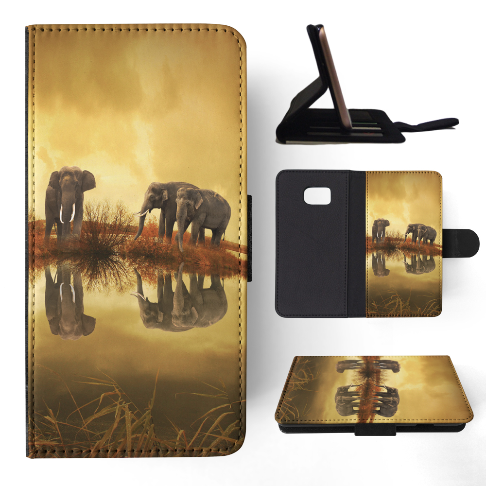FLIP CASE FOR SAMSUNG GALAXY|AFRICAN ELEPHANT FAMILY BY LAKE - Picture 111 of 120