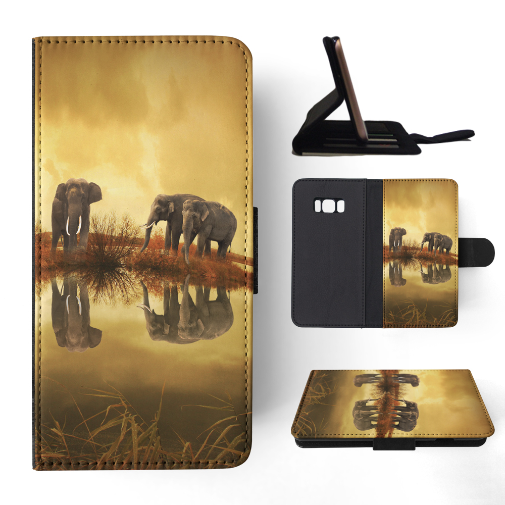 FLIP CASE FOR SAMSUNG GALAXY|AFRICAN ELEPHANT FAMILY BY LAKE - Picture 106 of 120