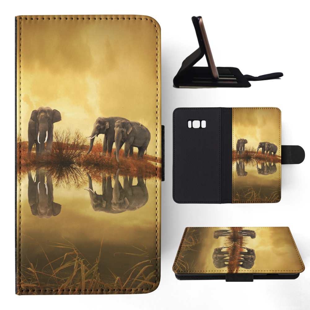 FLIP CASE FOR SAMSUNG GALAXY|AFRICAN ELEPHANT FAMILY BY LAKE - Picture 101 of 120