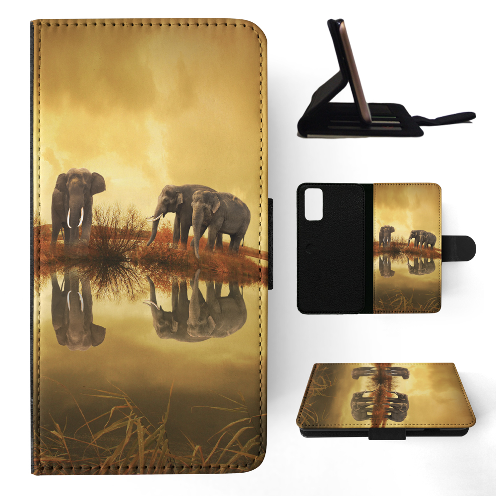 FLIP CASE FOR SAMSUNG GALAXY|AFRICAN ELEPHANT FAMILY BY LAKE - Picture 76 of 120