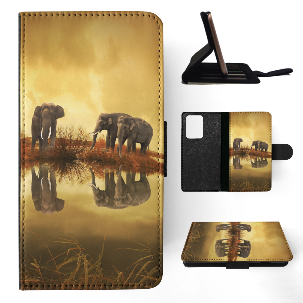 FLIP CASE FOR SAMSUNG GALAXY|AFRICAN ELEPHANT FAMILY BY LAKE - Picture 66 of 120