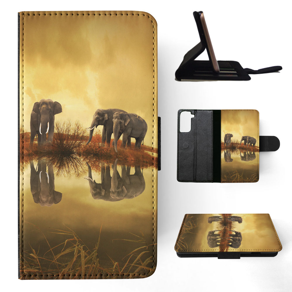 FLIP CASE FOR SAMSUNG GALAXY|AFRICAN ELEPHANT FAMILY BY LAKE - Picture 61 of 120