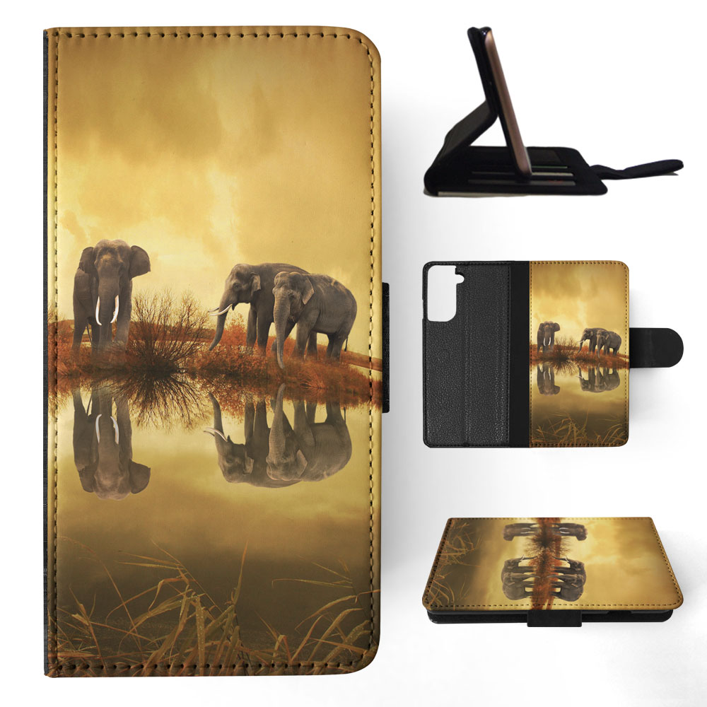 FLIP CASE FOR SAMSUNG GALAXY|AFRICAN ELEPHANT FAMILY BY LAKE - Picture 56 of 120