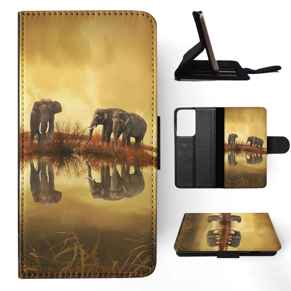 FLIP CASE FOR SAMSUNG GALAXY|AFRICAN ELEPHANT FAMILY BY LAKE - Picture 51 of 120