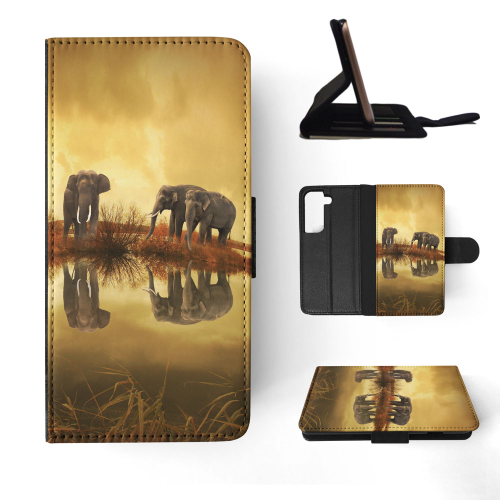 FLIP CASE FOR SAMSUNG GALAXY|AFRICAN ELEPHANT FAMILY BY LAKE - Picture 46 of 120