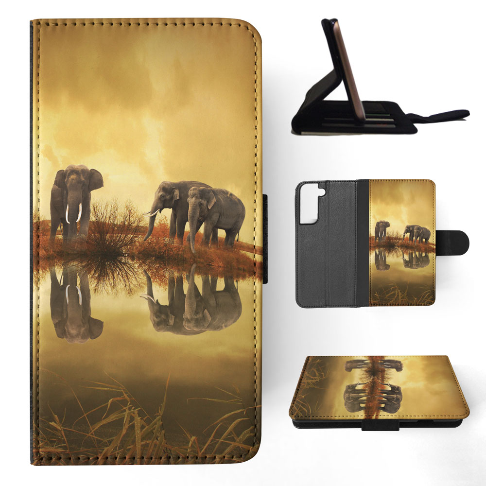 FLIP CASE FOR SAMSUNG GALAXY|AFRICAN ELEPHANT FAMILY BY LAKE - Picture 41 of 120