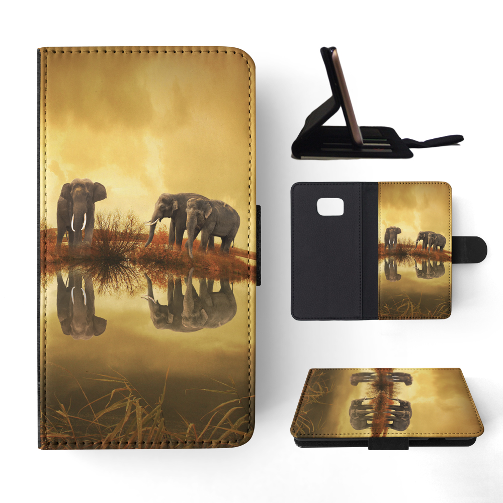 FLIP CASE FOR SAMSUNG GALAXY|AFRICAN ELEPHANT FAMILY BY LAKE - Picture 116 of 120