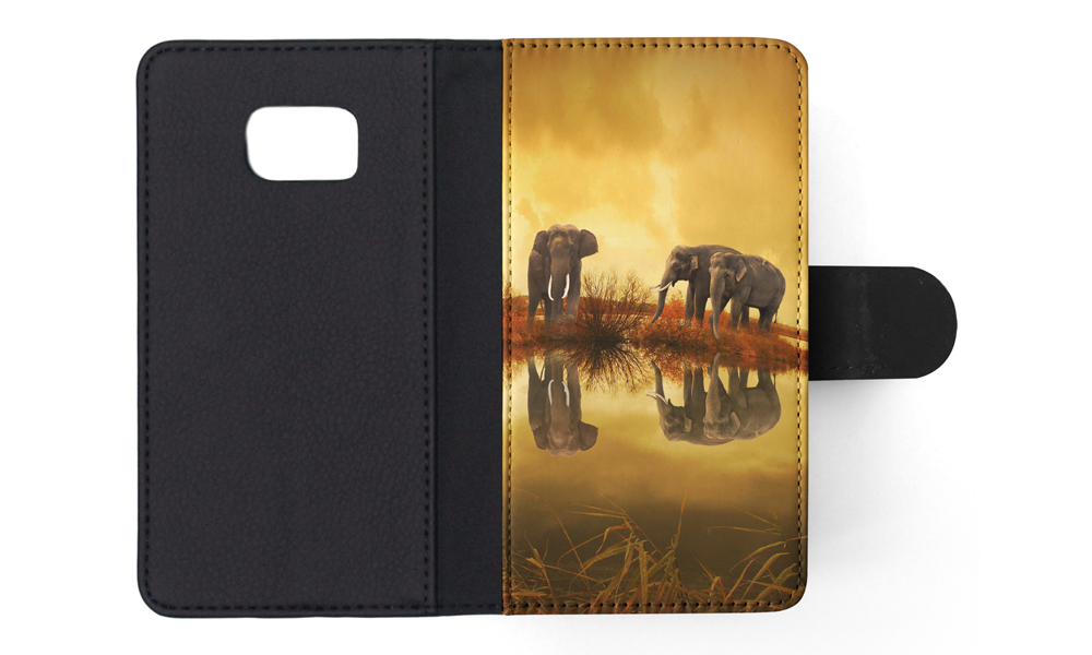 FLIP CASE FOR SAMSUNG GALAXY|AFRICAN ELEPHANT FAMILY BY LAKE - Picture 119 of 120